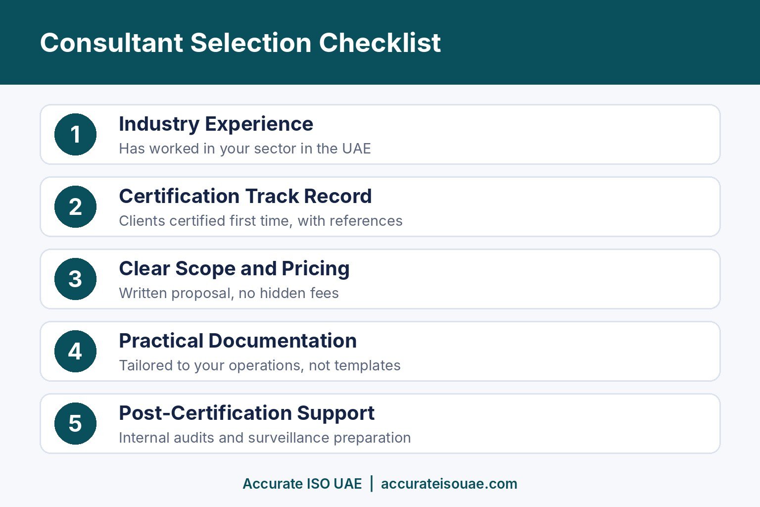 ISO consultant selection checklist for UAE companies
